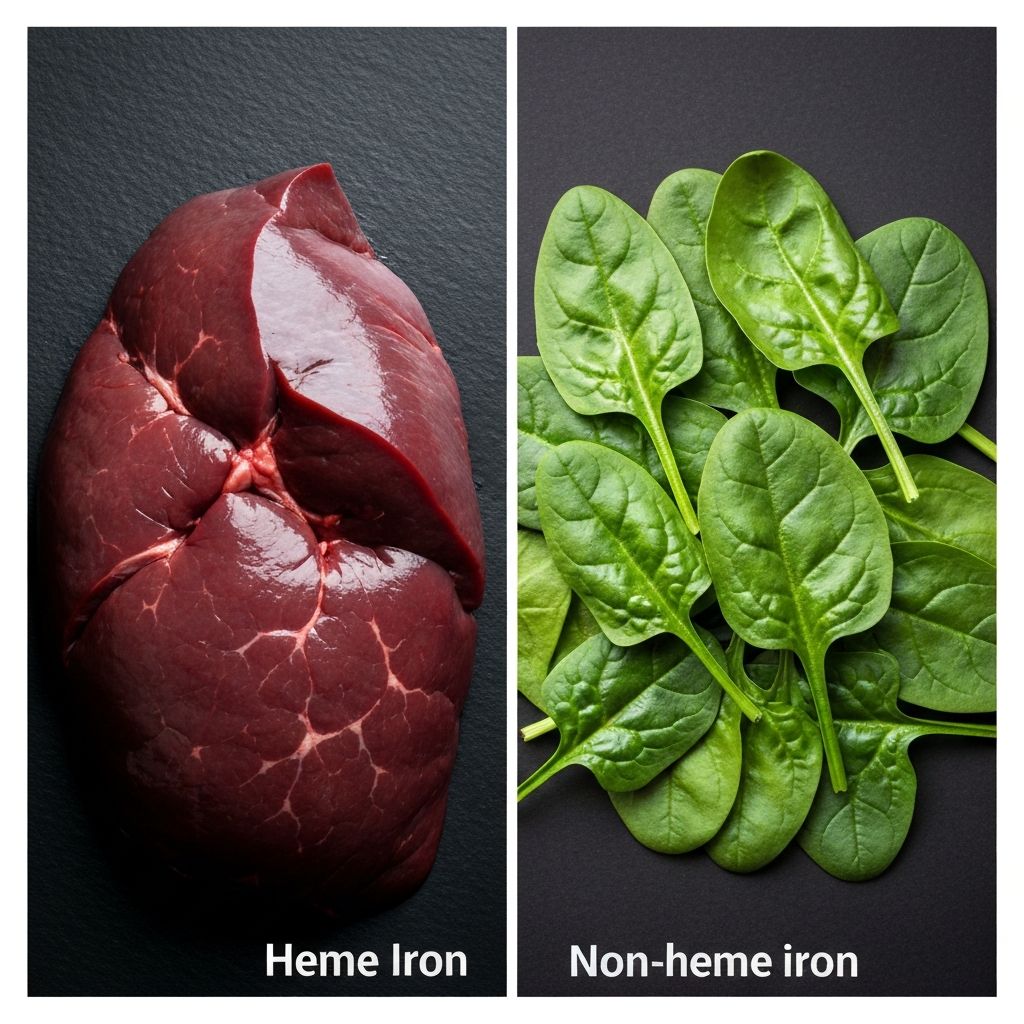 Comparison of heme iron from beef liver and non-heme iron from spinach